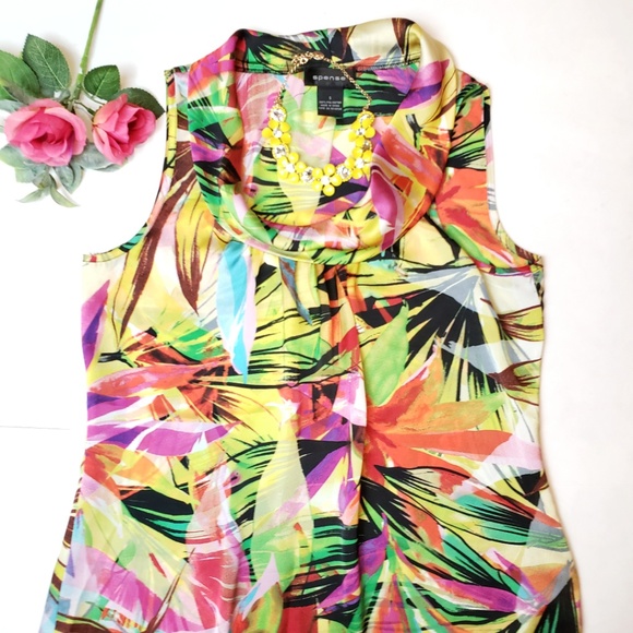 Spense tropical print sleeveless top, S - Picture 6 of 8